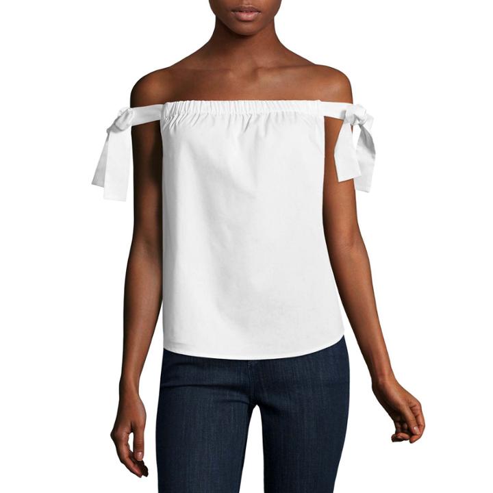 Belle + Sky Off The Shoulder Poplin Top