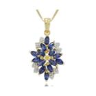 Blue And White Lab-created Sapphire 14k Yellow Gold Over Sterling Silver Pendant Necklace