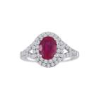 Lab-created Ruby & White Sapphire Double Halo Ring In Sterling Silver