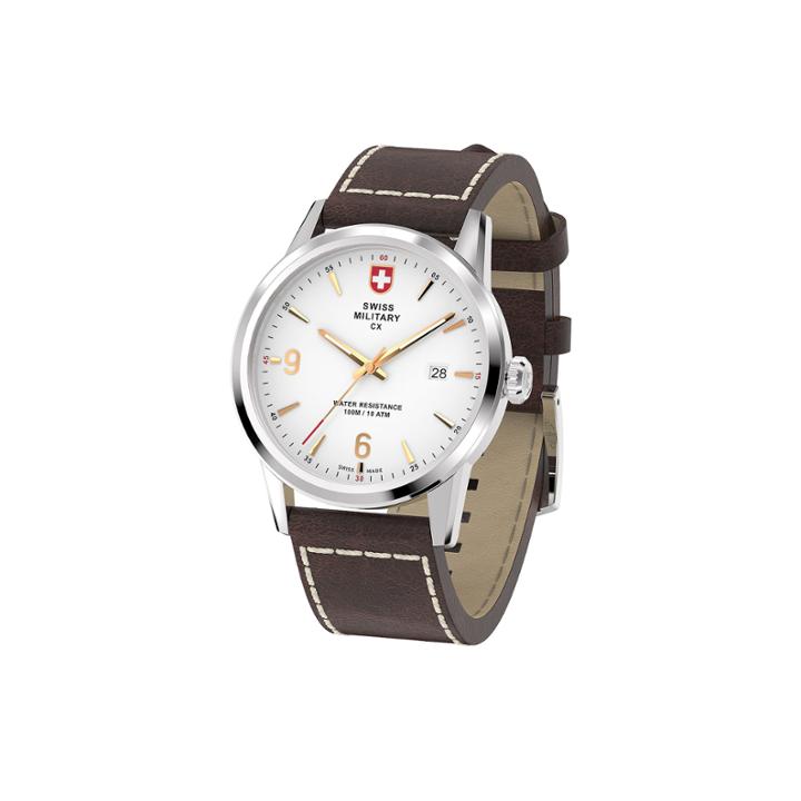 Swiss Military By Charmex Officer Mens Brown Strap Watch-78346 4 C