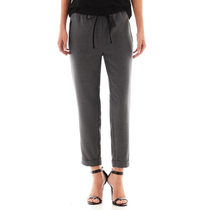 Worthington Contrast-trim Drawstring Ankle Pants - Tall