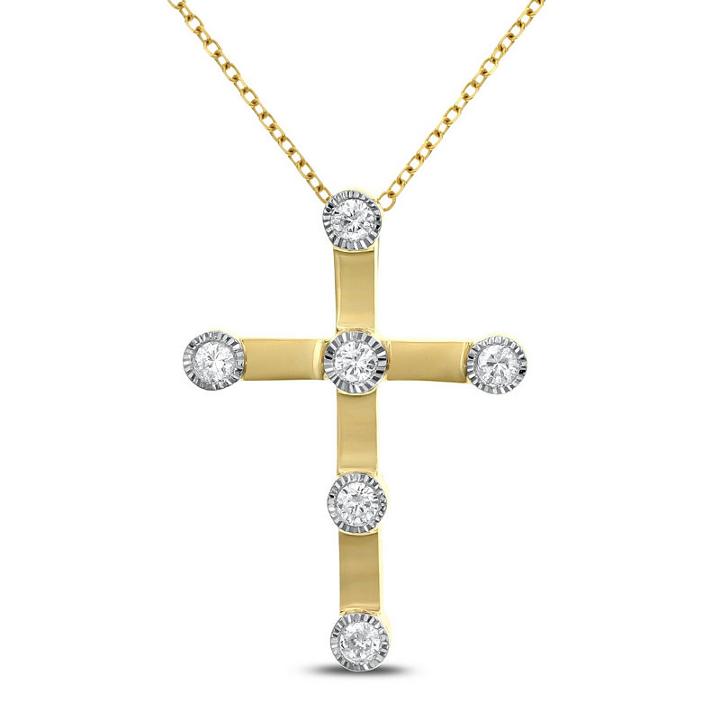 Womens 1/4 Ct. T.w. White Diamond Cross Pendant Necklace