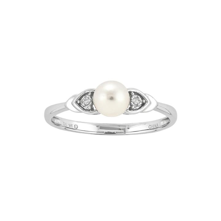 Cultured Freshwater Pearl And Diamond-accent 14k White Gold Ring