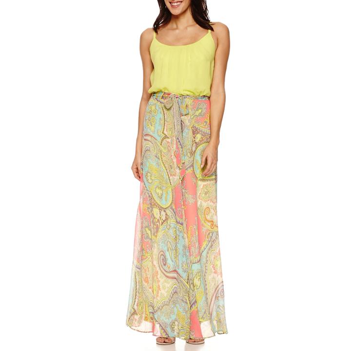 Robbie Bee Sleeveless Belted Chiffon Blouson Maxi Dress - Petite