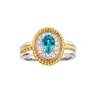 Limited Quantities Genuine Blue Zircon Two-tone Ring