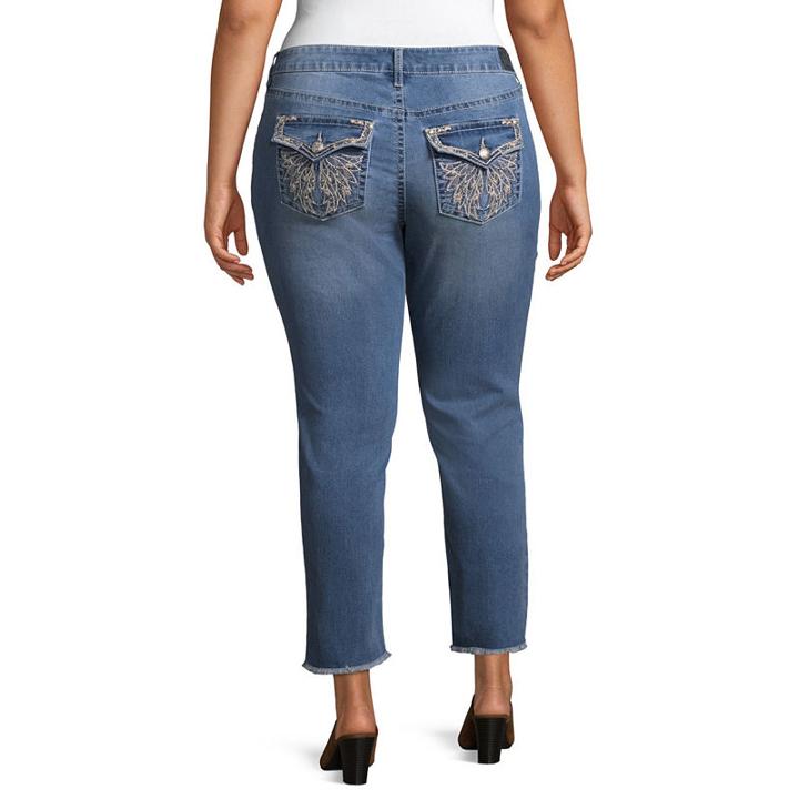 Love Indigo Embellished Pocket Crop Jean-plus