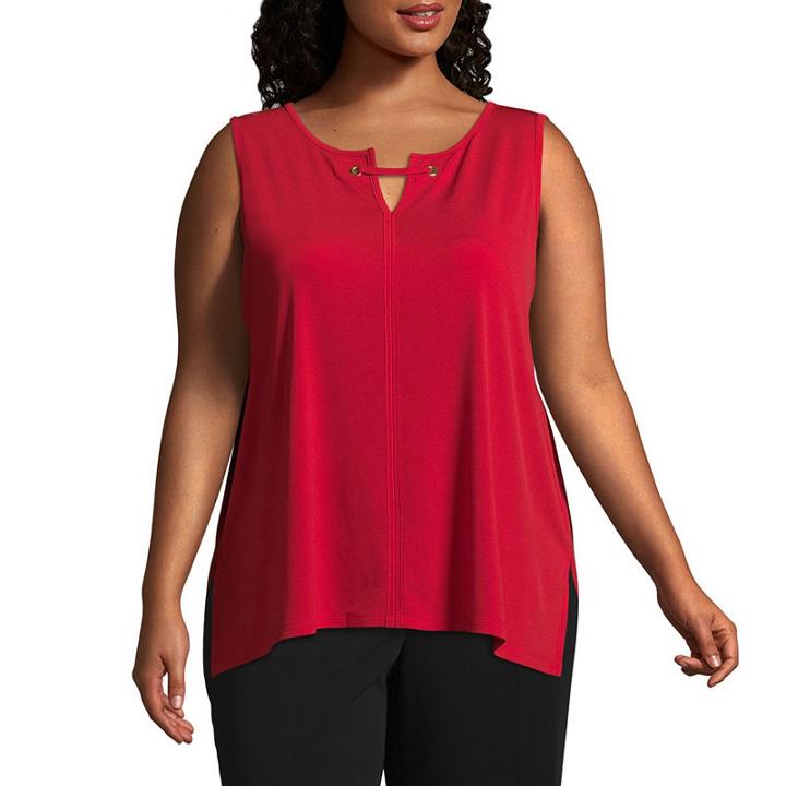 Liz Claiborne Grommet Tank Top- Plus