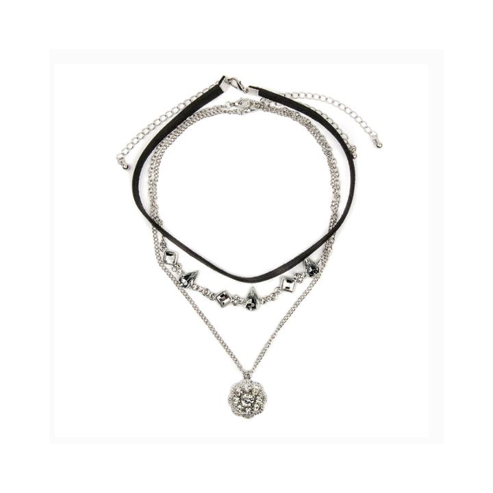 Decree Silver-tone Flower Drop Necklace