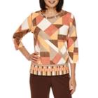 Alfred Dunner Santa Fe 3/4-sleeve Patch Shimmer Tee