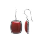 Simulated Red Jasper Sterling Silver Rectangular Drop Earrings