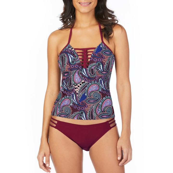 Ambrielle Paisley Tankini Swimsuit Top