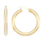 Gold Opulence White Crystal 14k Gold Over Diamond Resin Hoop Earrings