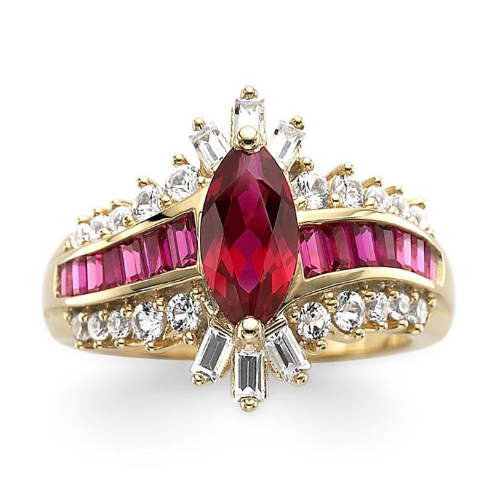 Lab-created Ruby & Lab-created White Sapphire 14k Gold Over Silver Cocktail Ring