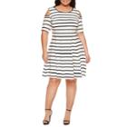 Danny & Nicole Elbow Sleeve Fit & Flare Dress-plus