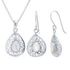Womens 2-pack White Mother Of Pearl Sterling Silver Jewelry Set