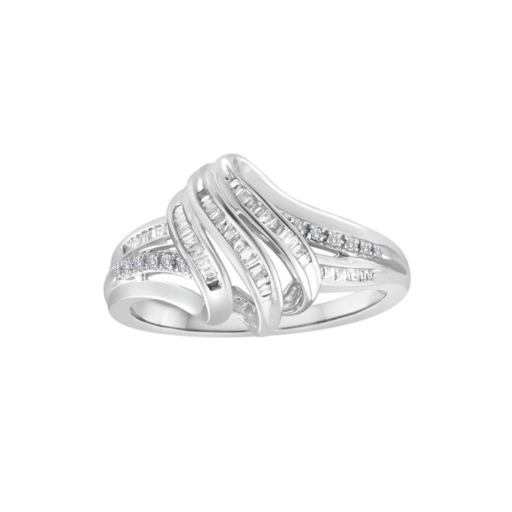 1/4 Ct. T.w. Diamond Sterling Silver Ribbon Ring