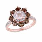 Laura Asley Womens Genuine Quartz Pink 18k Gold Over Silver Flower Cocktail Ring