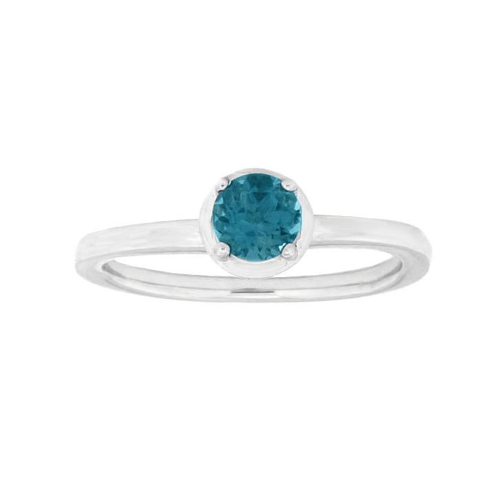 Womens Blue Topaz Blue Sterling Silver Solitaire Ring