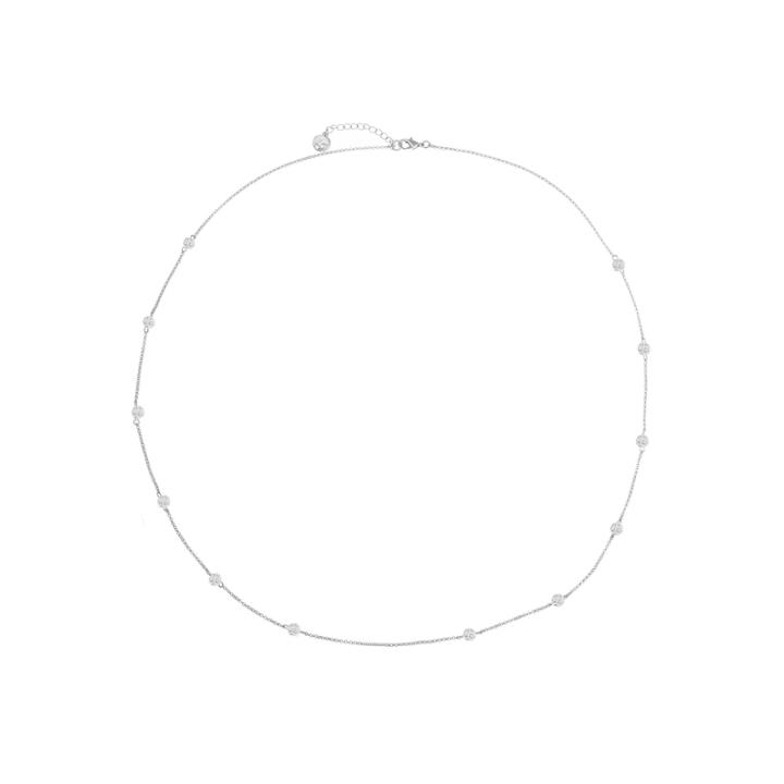 Liz Claiborne Long Ball Necklace Clear Silvertone