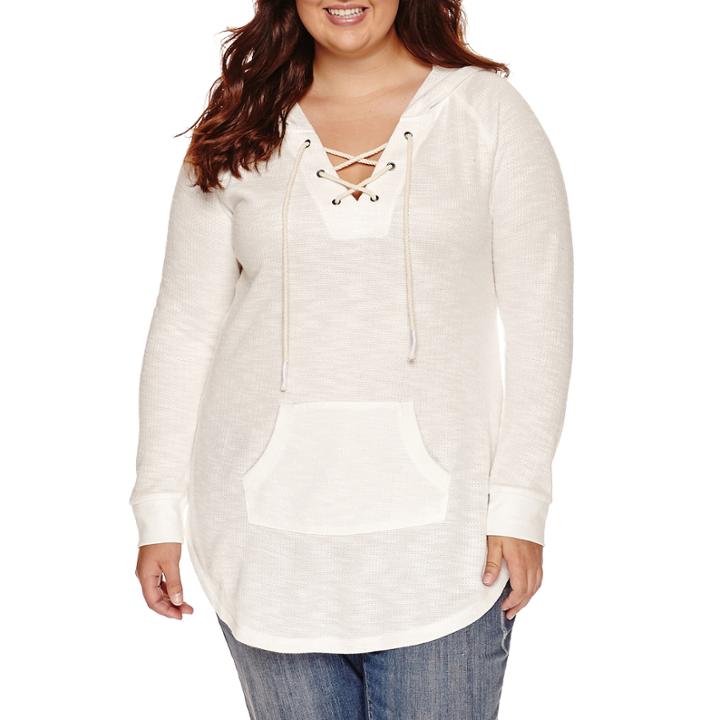 Arizona Long-sleeve Lace-up Sweatshirt - Juniors Plus