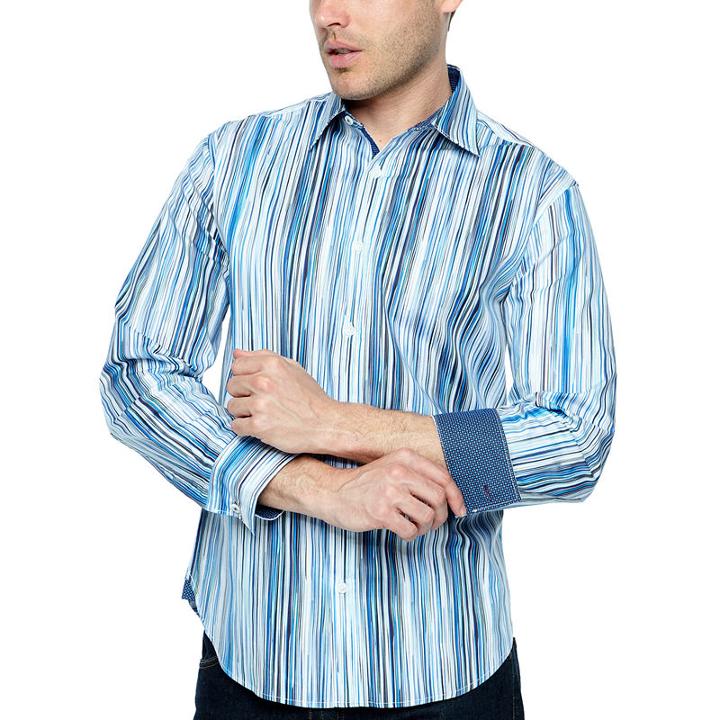 Society Of Threads Long Sleeve Stripe Button-front Shirt