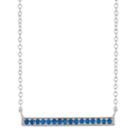 Simulated Blue Sapphire Bar Sterling Silver Necklace