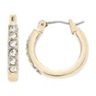 Liz Claiborne Gold-tone Crystal Small Hoop Earrings
