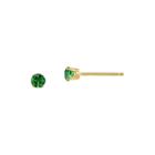 3mm Round Genuine Emerald 14k Yellow Gold Earrings