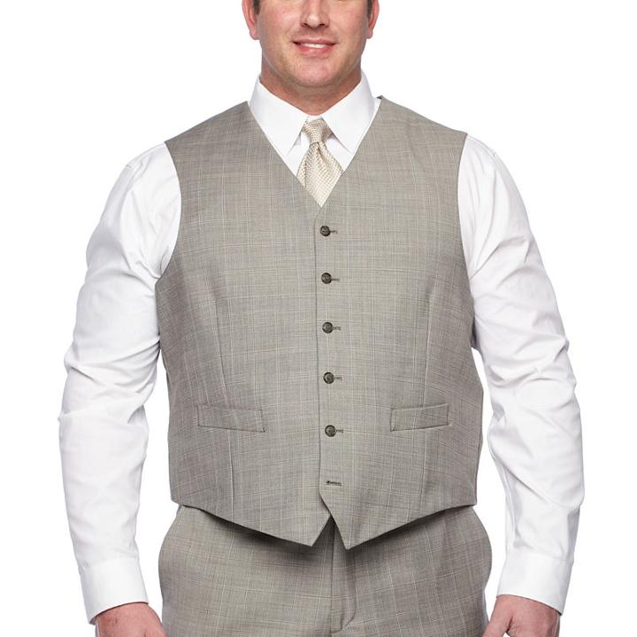 Stafford Checked Classic Fit Suit Vest - Big And Tall