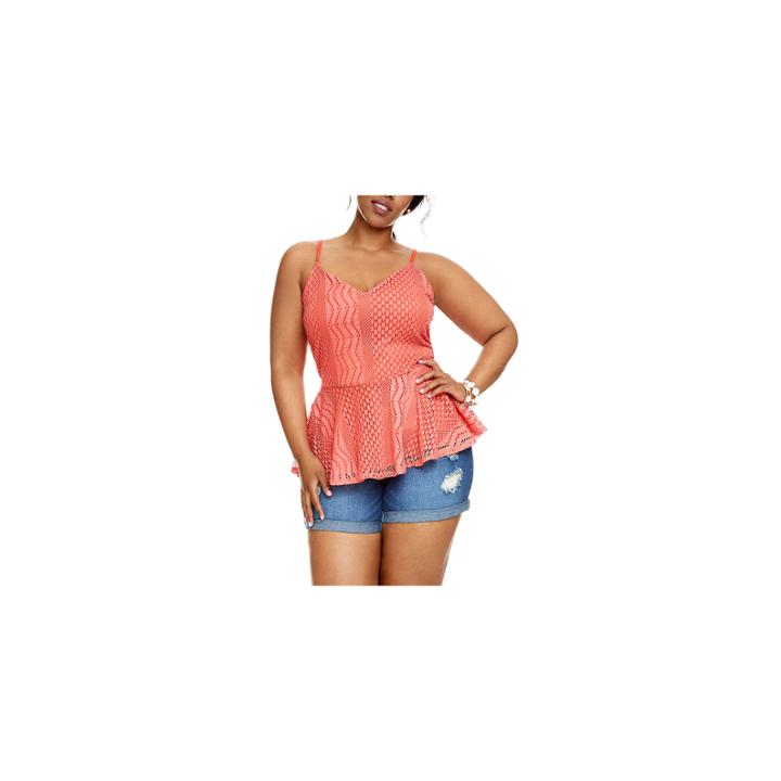 Fashion To Figure Sariyah Sleeveless Lace Peplum Top - Plus