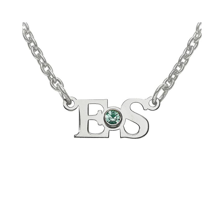 Personalized Birthstone 2 Initial Pendant Necklace