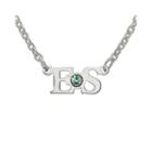 Personalized Birthstone 2 Initial Pendant Necklace