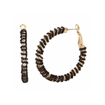 Bleu Nyc Chain Wrapped Hoop Earrings