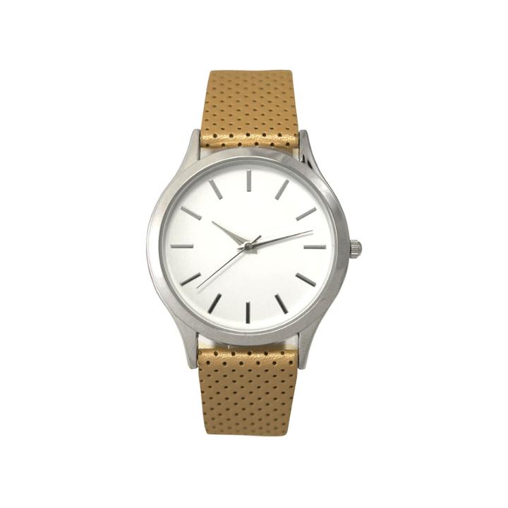 Olivia Pratt Textured Metallic Womens Gold Tone Strap Watch-16346