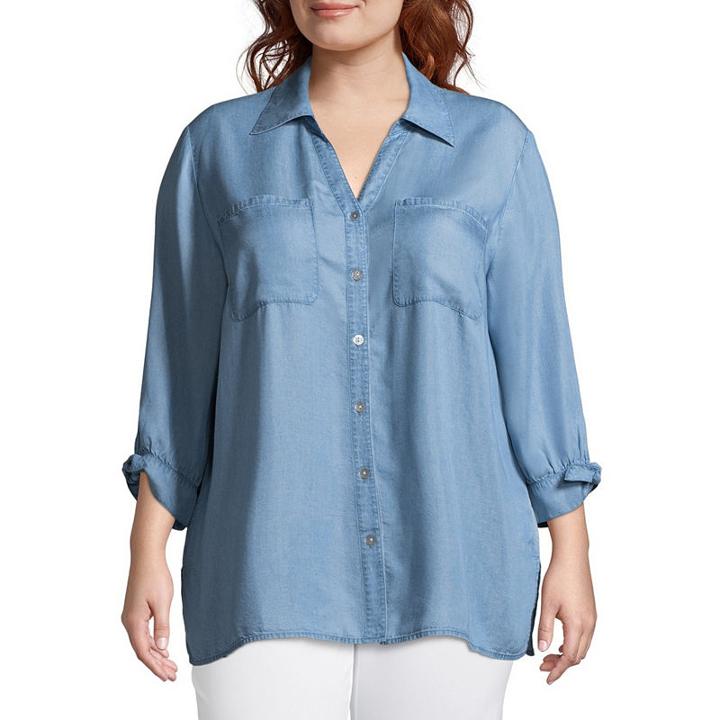 Lark Lane Red, White, & New Tie Sleeve Tunic- Plus