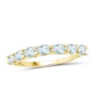 Womens Blue Aquamarine Gold Over Silver Side Stone Ring