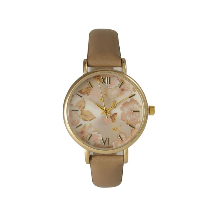 Olivia Pratt Womens Brown Strap Watch-15828beige