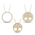 18k Gold Over Silver 3-in-1 Cubic Zirconia Tree Of Life Necklace