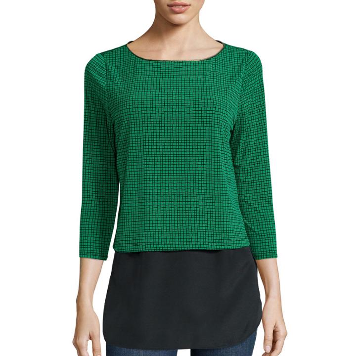 Worthington 3/4-sleeve Metal Trim Top - Tall