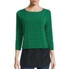 Worthington 3/4-sleeve Metal Trim Top - Tall