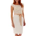J. Taylor Cap-sleeve Shutter Skirt Lace To Dress