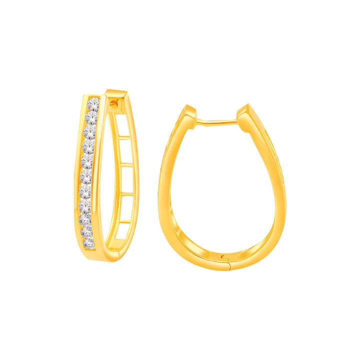 1 Ct. T.w. Diamond 14k Yellow Gold Over Silver Hoop Earrings