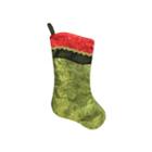 20 Red And Green Leaf Christmas Stocking With Wavy Sequined Cuff
