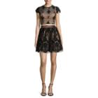 City Triangles Cap-sleeve Illusion-lace 2-pc. Party Dress - Juniors
