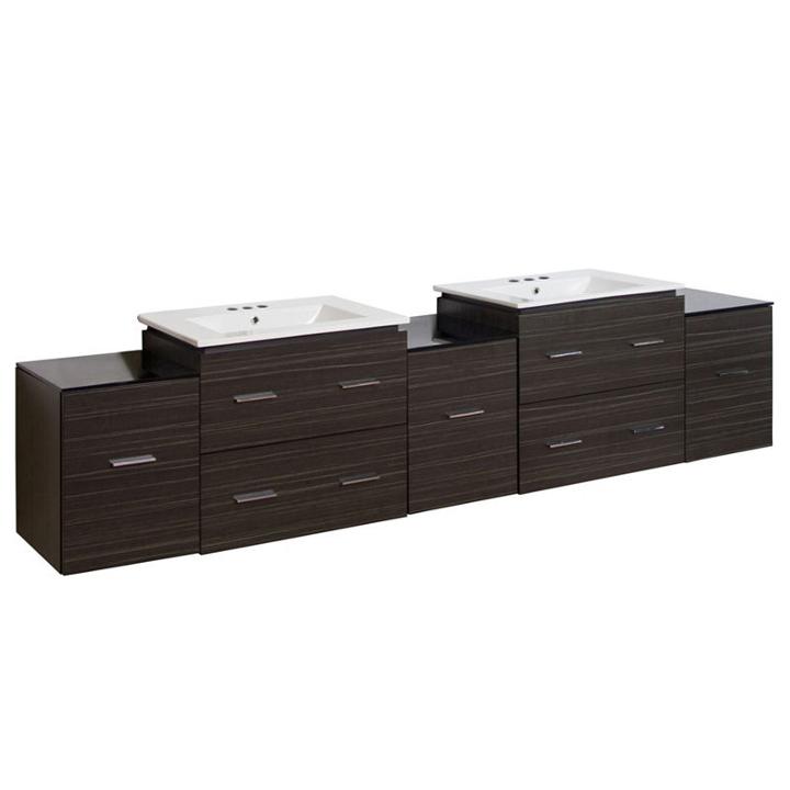 88.5-in. W Wall Mount Dawn Grey Vanity Set For 3h4-in. Drilling