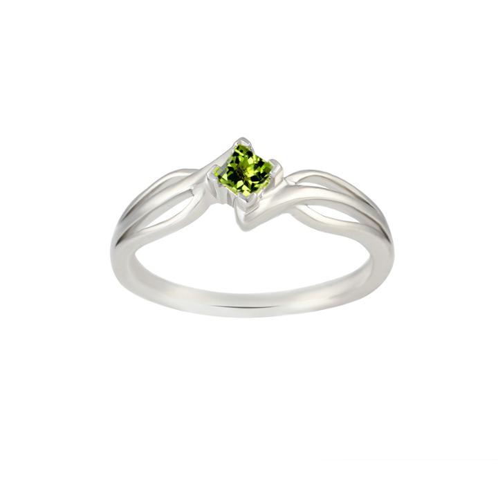 Genuine Peridot Sterling Silver Princess Cut Ring