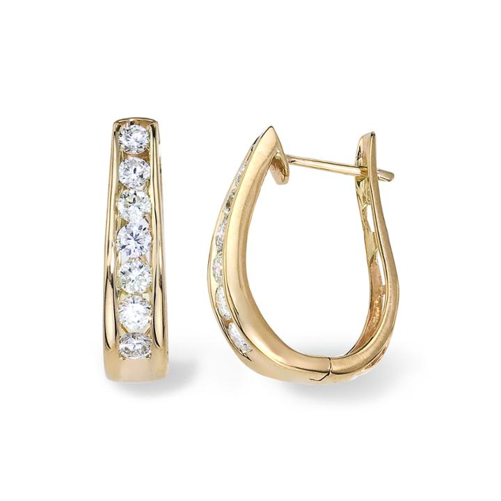 1 Ct. T.w. Diamond 14k Yellow Gold Hoop Earrings