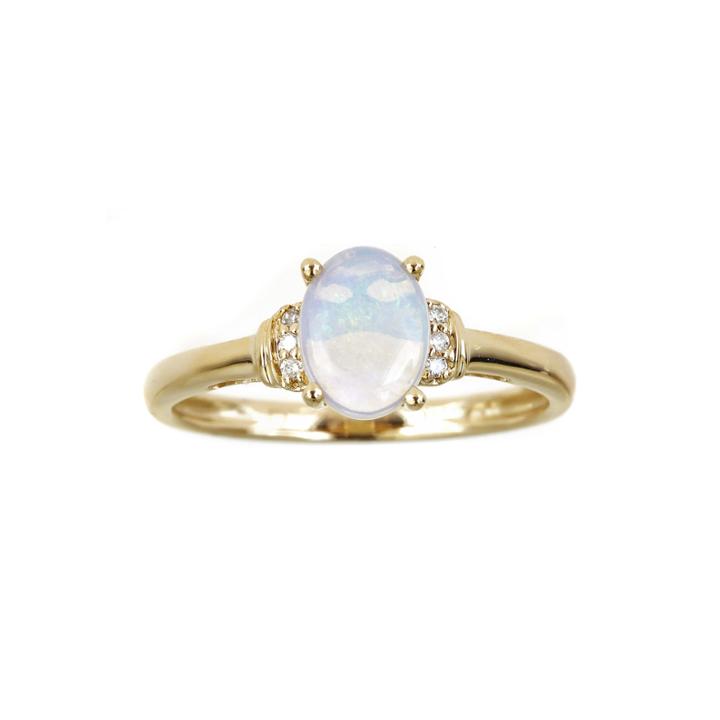 Limited Quantities Genuine Australian Opal And Diamond-accent Ring