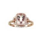Limited Quantities Cushion-cut Genuine Morganite And 1/4 Ct. T.w. Diamond Ring