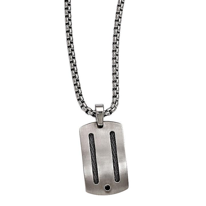 Edward Mirell Argentium Sterling Silver Mens Black Spinel Pendant Necklace